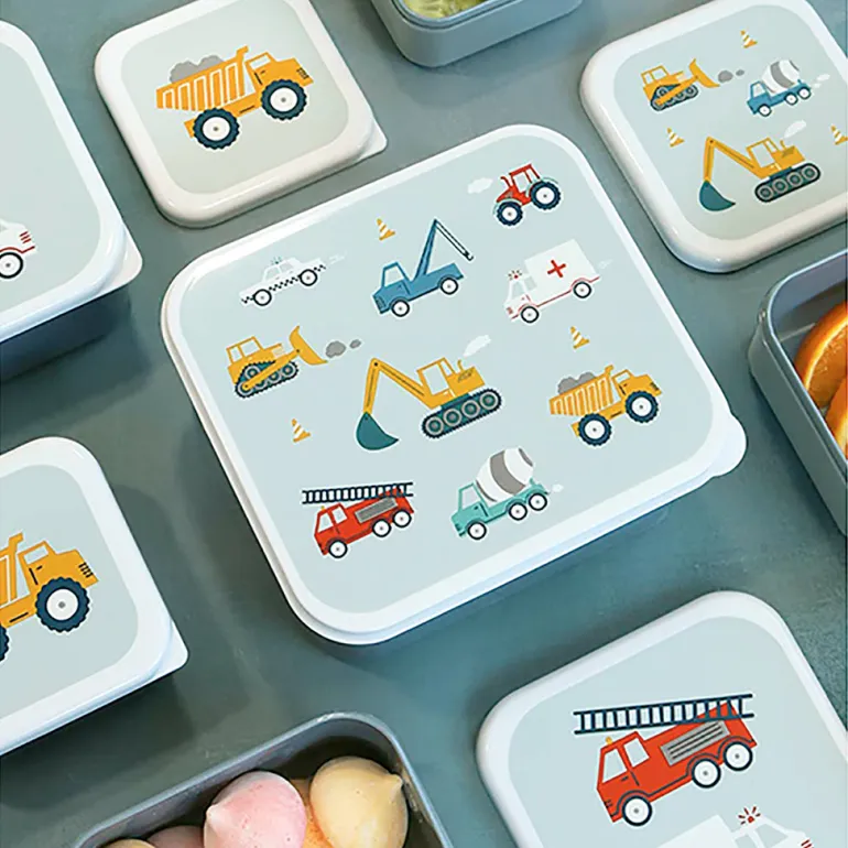 A Little Lovely Company Lunchbox Set, 4 Pieces - Vehicles