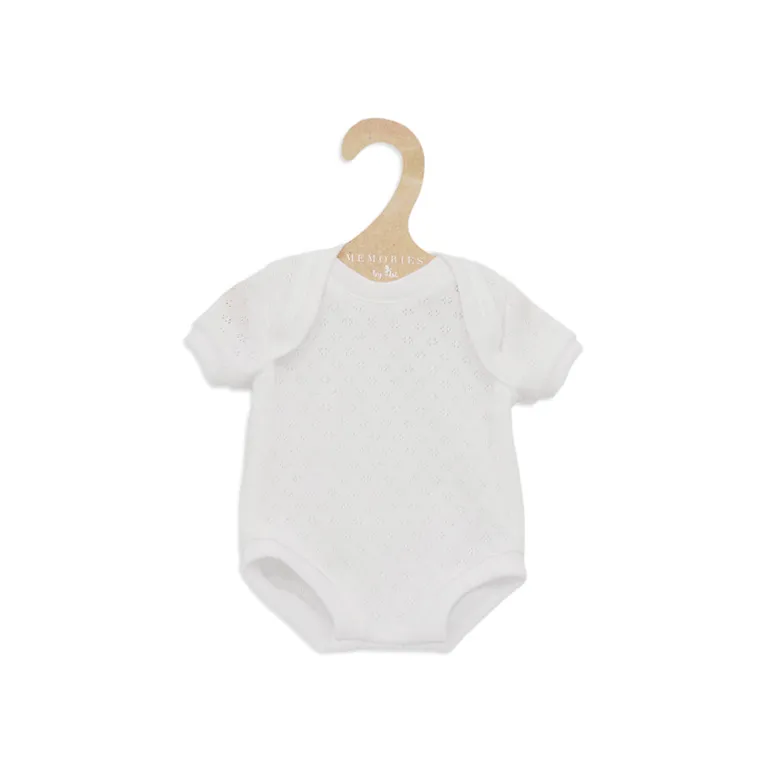 Así dukketøj til Leo og Leonora babydukke, str. 46 cm - Hvid kortærmet bodystocking