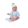 Así Leo babydukke, 46 cm - Lyseblå cardigan og blomstret dragt