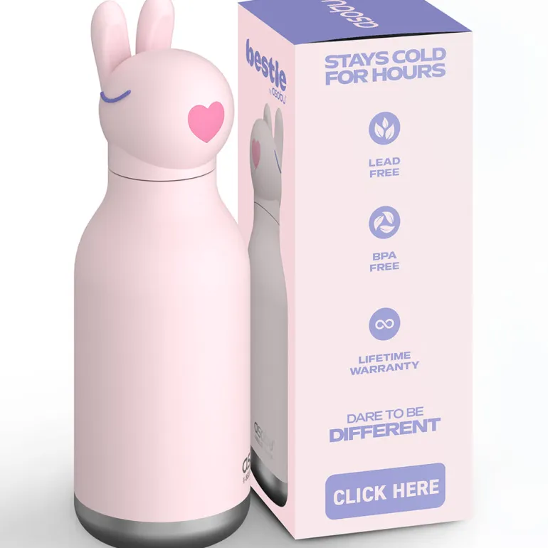 Asobu Bestie Animal Thermo Water Bottle, 460 ml - Bunny