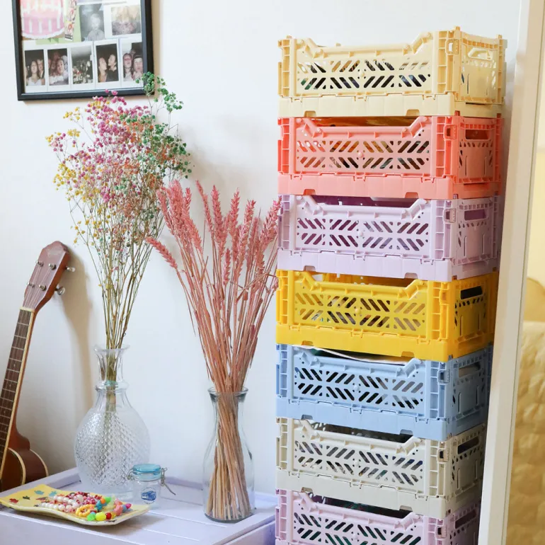 Aykasa Mini Folding Crate, Milk Tea