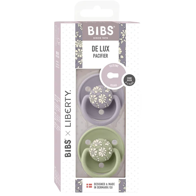 Bibs Liberty De Lux, 2-Pack, Silicone Pacifier, One-Size - Capel - Sage Mix