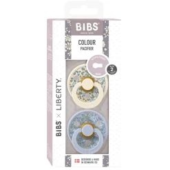 Bibs Liberty, 2-Pack Color, Natural Rubber Pacifiers, Size 2 - Eloise - Dusty Blue Mix