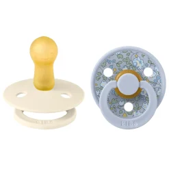 Bibs Liberty, 2-Pack Color, Natural Rubber Pacifiers, Size 2 - Eloise - Dusty Blue Mix
