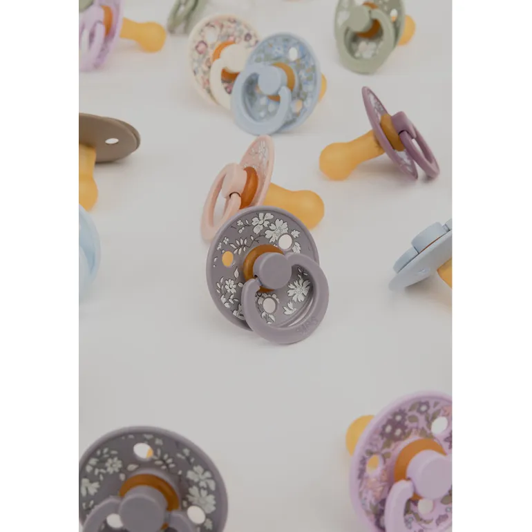 Bibs Liberty, 2-Pack Color, Natural Rubber Pacifiers, Size 2 - Eloise - Dusty Blue Mix