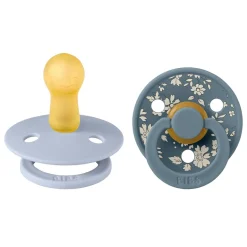 Bibs Liberty, 2-Pack Color, Natural Rubber Pacifiers, Size 2 - Capel - Dusty Blue Mix