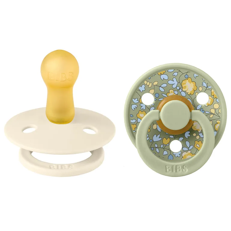 Bibs Liberty, 2-Pack Colour, Natural Rubber Pacifiers, Size 2 - Eloise - Sage Mix