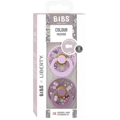 Bibs Liberty, 2-Pack Colour, Natural Rubber Pacifiers, Size 2 – Chamomile Lawn – Violet Sky Mix