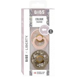 Bibs Liberty, Pack of 2, Natural Rubber Pacifiers, Size 2 - Capel - Blush Mix