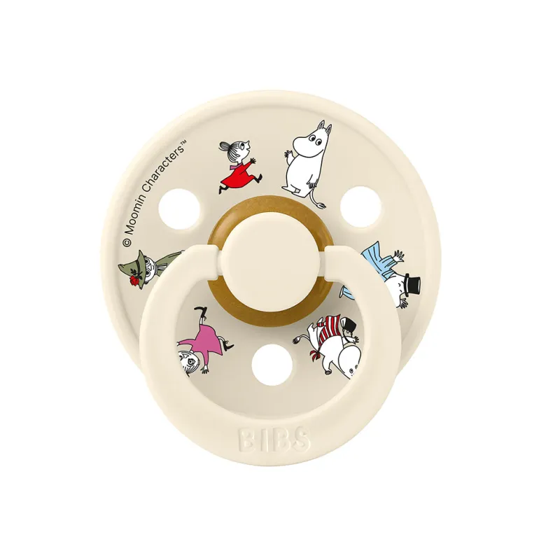 Bibs Natural Rubber Pacifier, 2-Pack, Size 2 - Moomin - Ivory Mix