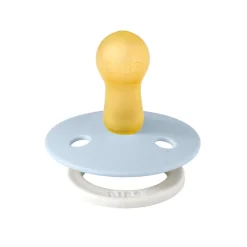 Bibs Pacifier, Natural Rubber, Size 2 – Baby Blue GLOW