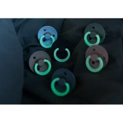 Bibs Pacifier, Natural Rubber, Size 2 – Baby Blue GLOW