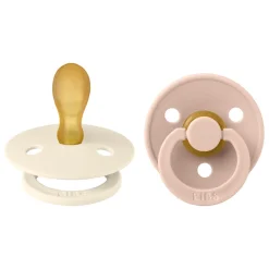 Bibs 2-Pack, Natural Rubber Pacifiers, Size 2 - Ivory/Blush