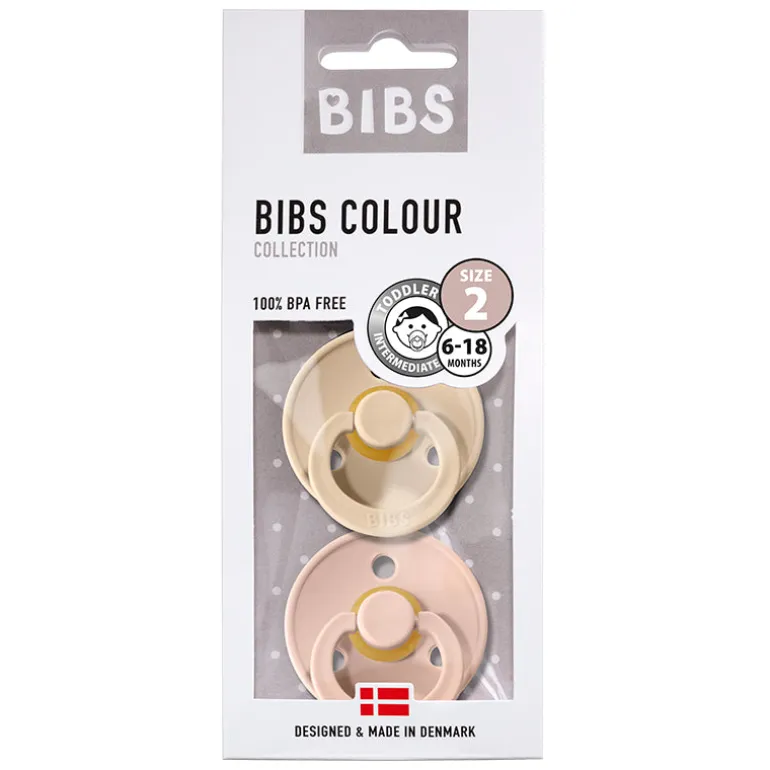 Bibs 2-Pack, Natural Rubber Pacifiers, Size 2 - Vanilla/Blush