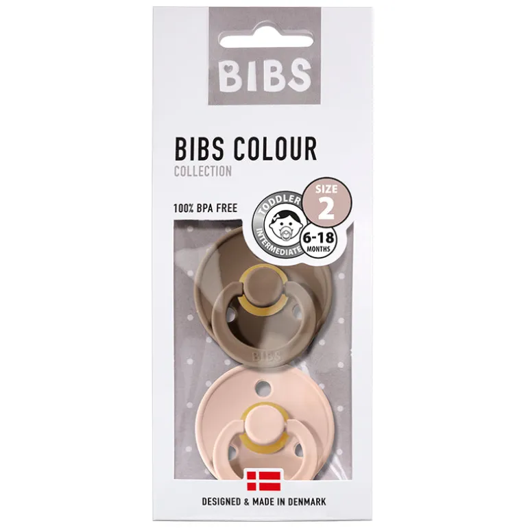 Bibs 2-Pack, Natural Rubber Pacifiers, Size 2 - Dark Oak/Blush