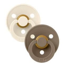Bibs 2-Pack, Natural Rubber Soothers, Size 2 – Ivory/Dark Oak