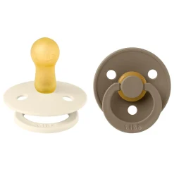 Bibs 2-Pack, Natural Rubber Soothers, Size 2 – Ivory/Dark Oak