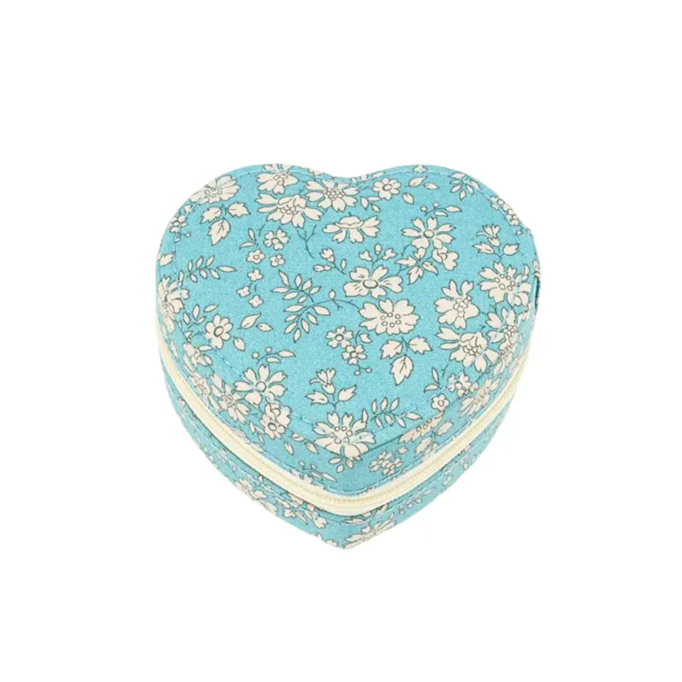 Bon Dep Jewelry Box with Liberty Print, Heart - Capel Soft Teal