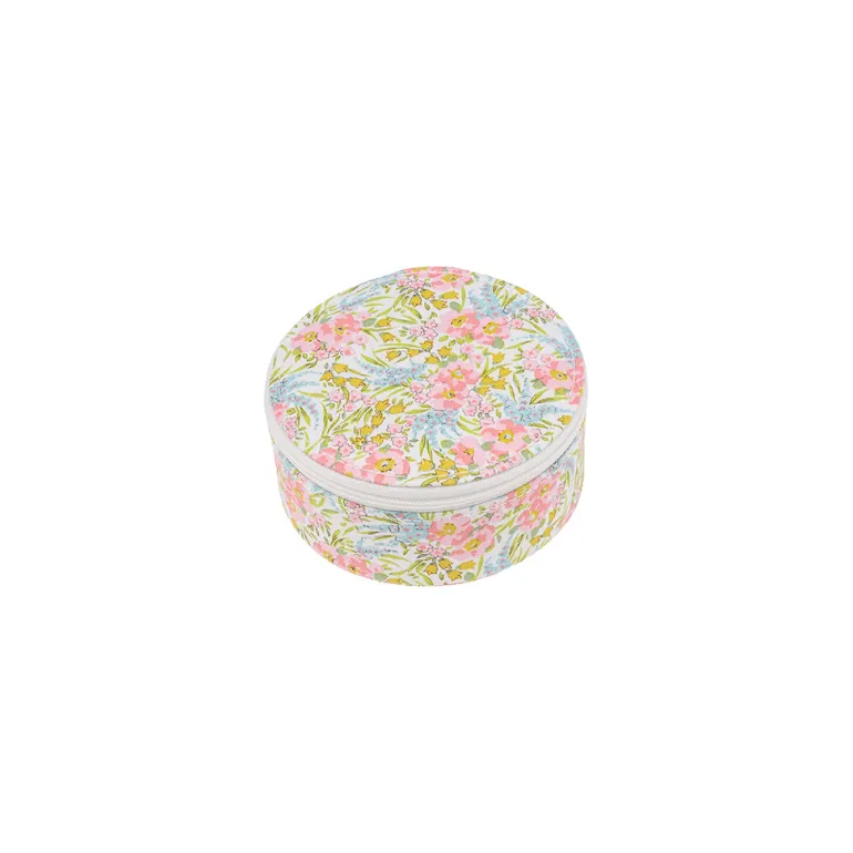 Bon Dep Jewelry Box with Liberty Print, Round - Swirling Petals Pink