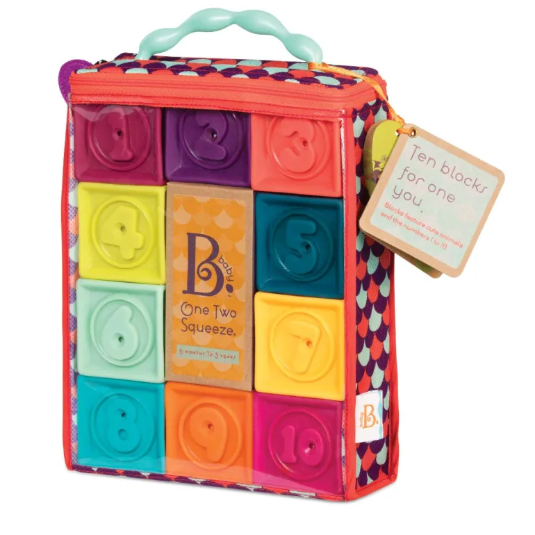 B Toys One Two Squeeze - Soft Blocks, Mint