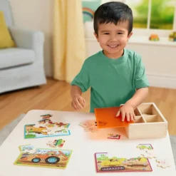 B Toys Puzzle, 4-in-1 - Construction Vehicles