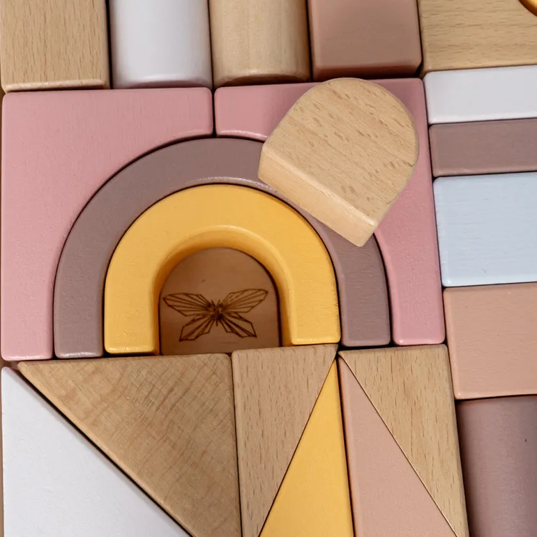 By Astrup Wooden Blocks in Tray - Pink