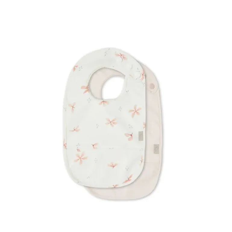 Cam Cam Bib with Pocket, 2-Pack - Windflower Creme/ Blossom Pink