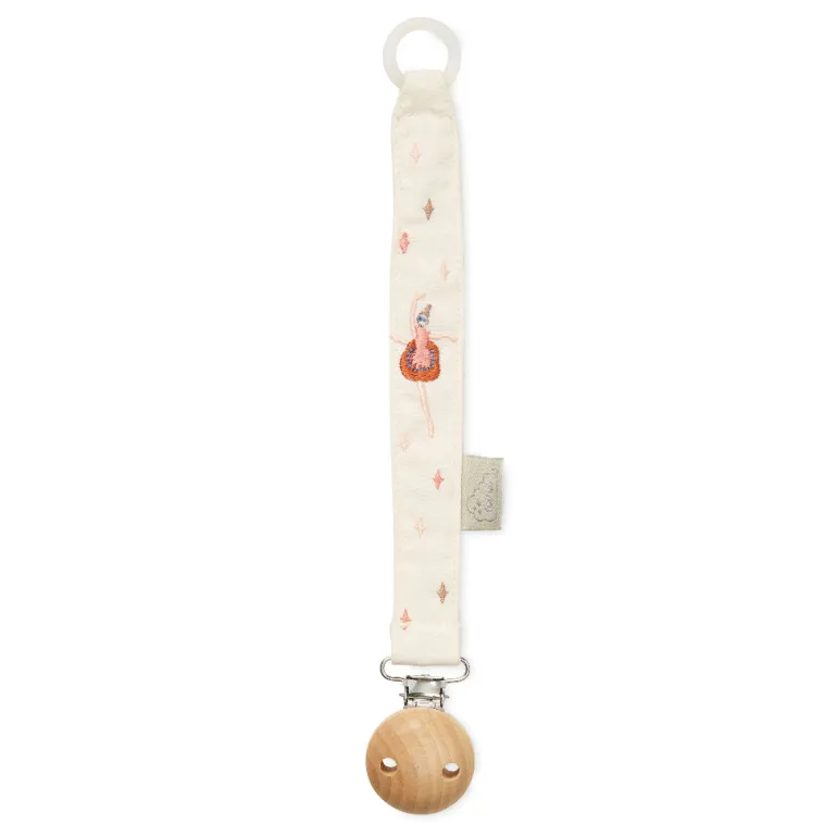Cam Cam Embroidered Pacifier Clip, Organic, GOTS - Ballerina