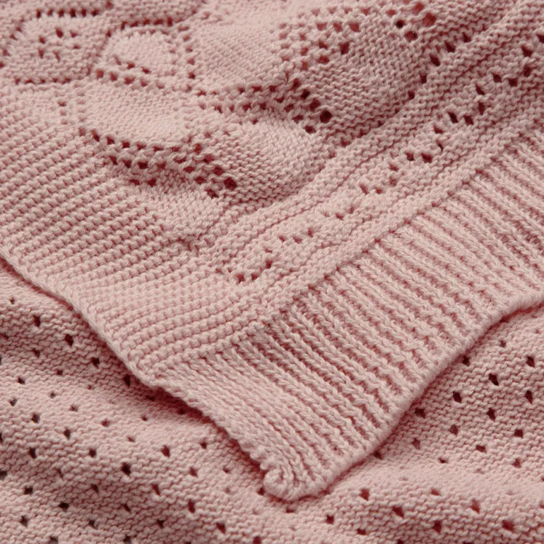 Cam Cam Pointelle Baby Knit Blanket, Sorbet
