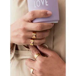 Design Letters Hope Ring, Gold - Soft Green - Size 50-56