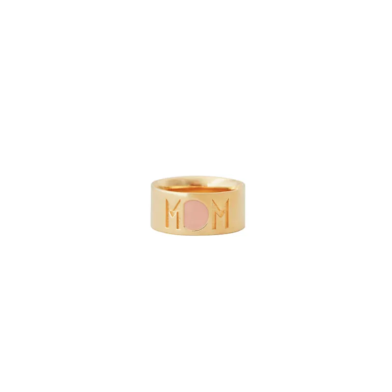 Design Letters Mom Ring, Gold - Nude - Size 50-56