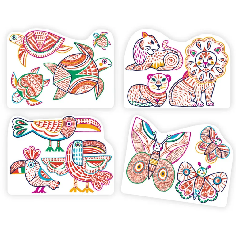 Djeco Coloring Set, Wild Families