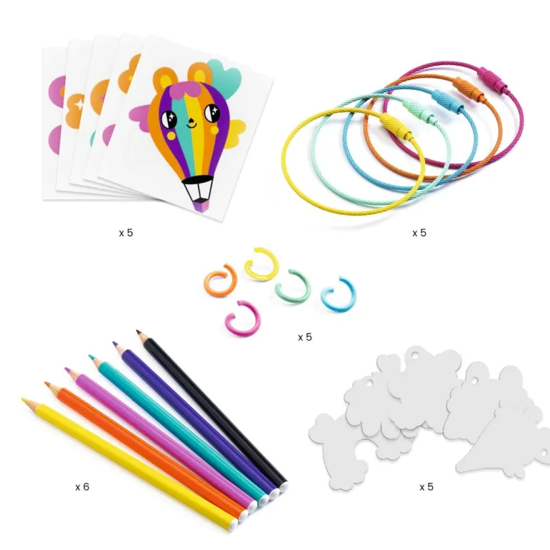 Djeco Creative Box, Artistic Plastic - Kawaii Keychains in Shrink Plastic