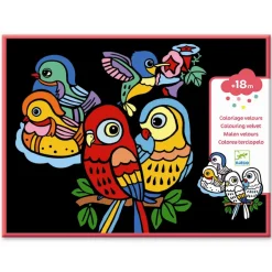 Djeco Creative Set, Velvet Painting for Little Ones - Birds