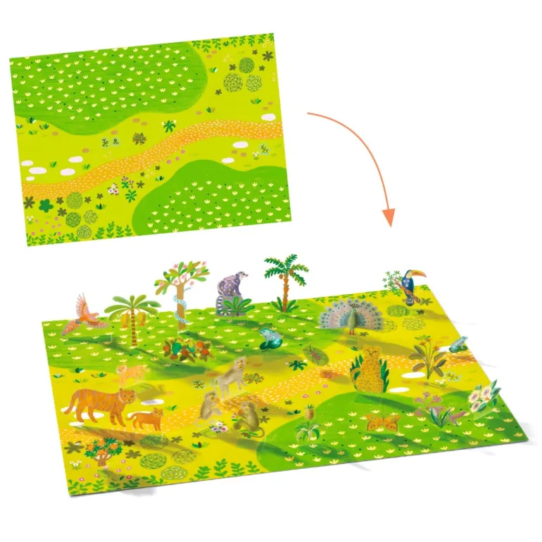 Djeco Creative Stand-Up Stickers, Animals