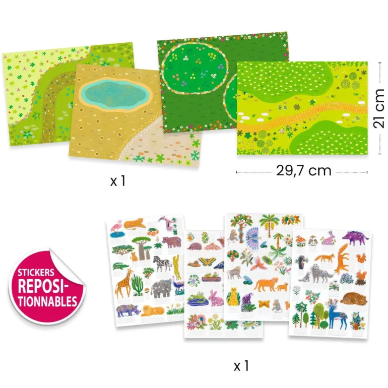 Djeco Creative Stand-Up Stickers, Animals