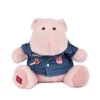 Doudou et Compagnie Hippo Plush Toy, Light Pink with Denim Jacket - 20 cm