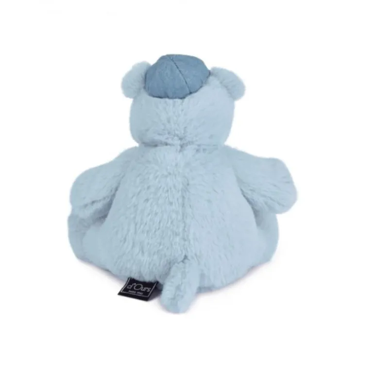 Doudou et Compagnie Hippopotamus Plush, Blue with Embroidered Patches - 20 cm