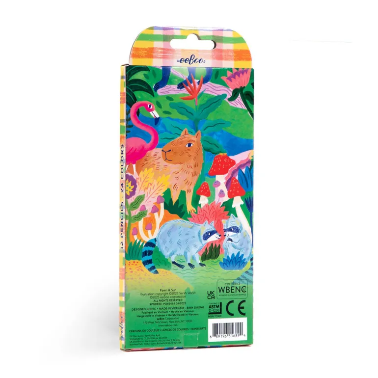 eeBoo - 12 Double-Ended Colored Pencils - Fawn & Sun