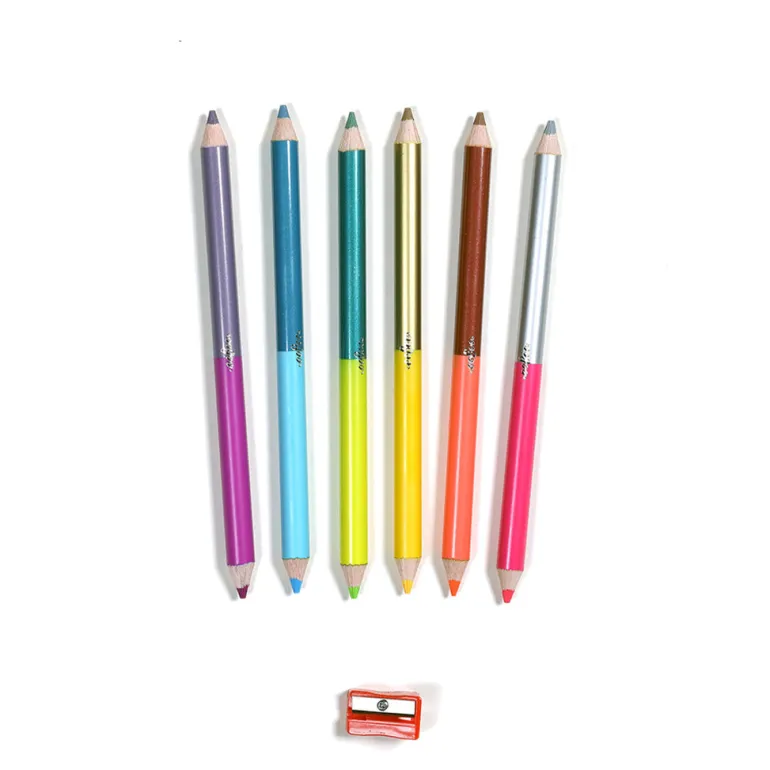 eeBoo 6 Double-Ended Jumbo Colored Pencils, Butterfly Collection