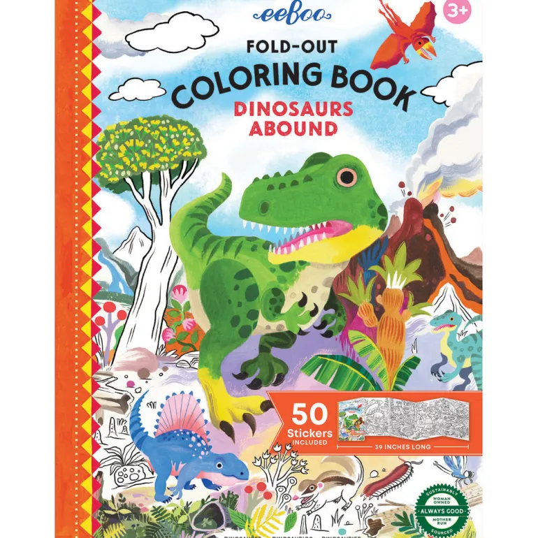 eeBoo Fold-Out Coloring Book, Dinosaurs