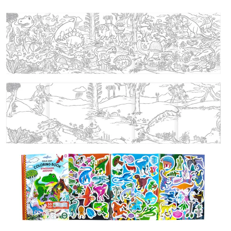 eeBoo Fold-Out Coloring Book, Dinosaurs