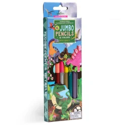 eeBoo 6 Jumbo Double-Ended Colour Pencils, Dinosaur