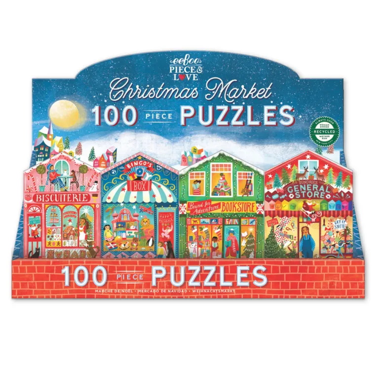 eeBoo Puzzle 100 Pieces, Christmas Market - Assorted Designs