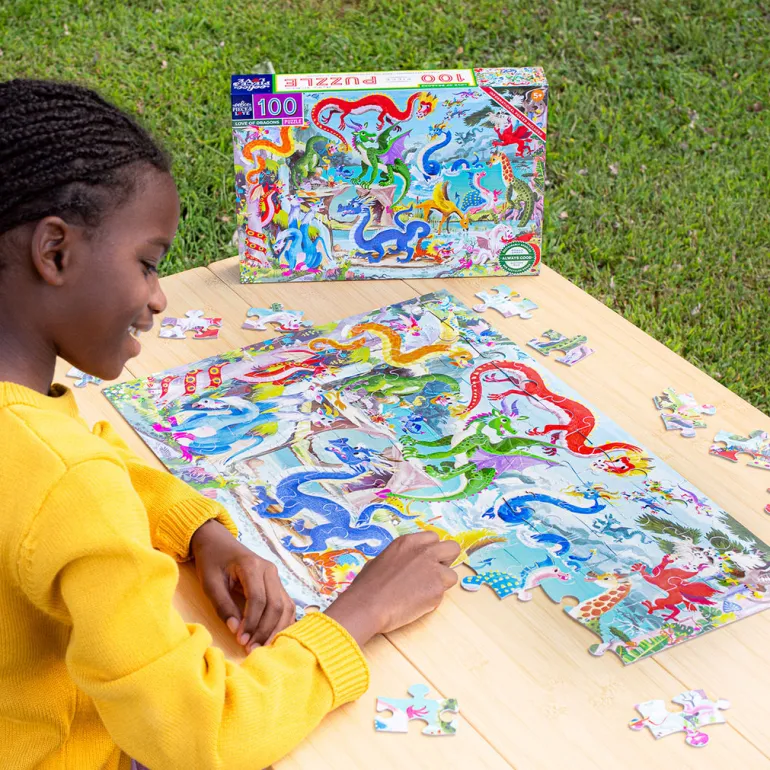 eeBoo Puzzle 100 Pieces, Dragon's World