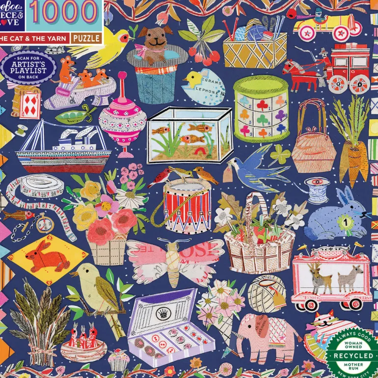 eeBoo Puzzle 1000 Pieces, The Cat & The Yarn