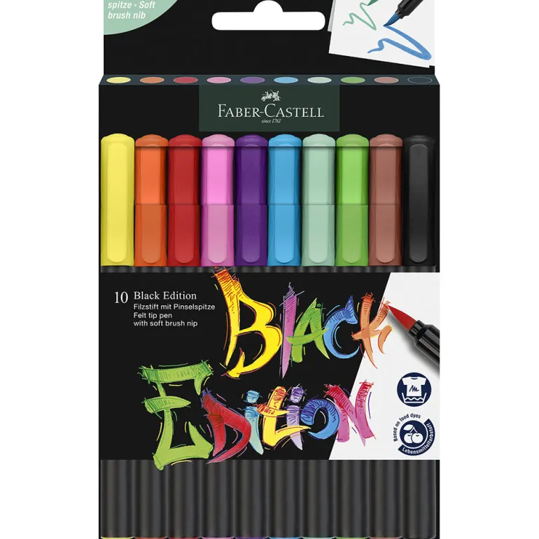 Faber-Castell, Black Edition brush tip markers, set of 10