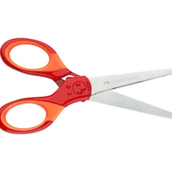 Faber-Castell Children's Scissors for Right- and Left-Handed Use, Including Case – Red