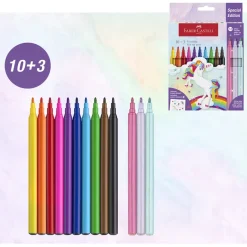 Faber-Castell 10+3 Felt Tip Markers and Stickers - Unicorn