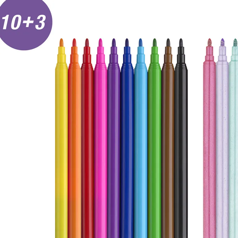 Faber-Castell 10+3 Felt Tip Markers and Stickers - Unicorn